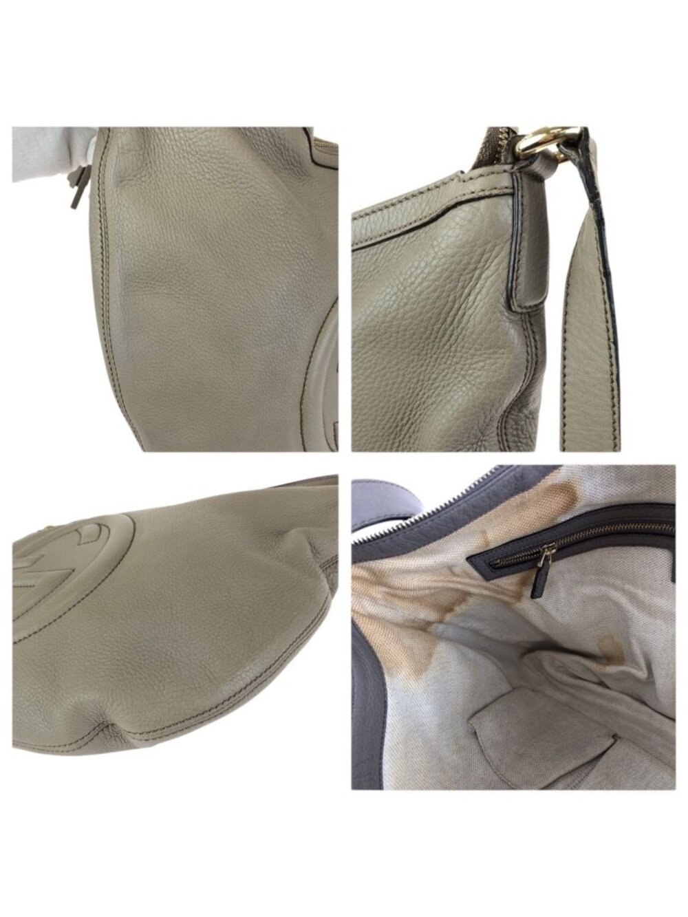 Gucci Soho Interlocking Tassel Gray Gold Leather Shoulder Bag - Picture 5 of 9
